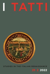 cover of I Tatti Studies in the Italian Renaissance, volume 25 number 2 (Fall 2022)