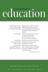 cover of American Journal of Education, volume 129 number 1 (November 2022)