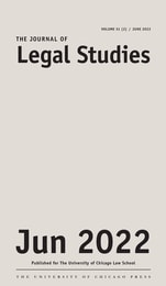 cover of The Journal of Legal Studies, volume 51 number 2 (June 2022)