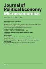 cover of Journal of Political Economy Microeconomics, volume 1 number 1 (February 2023)
