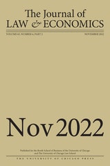 cover of The Journal of Law and Economics, volume 65 number S2 (November 2022)