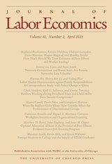 cover of Journal of Labor Economics, volume 41 number 2 (April 2023)