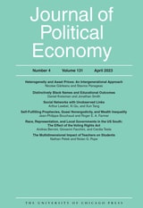cover of Journal of Political Economy, volume 131 number 4 (April 2023)