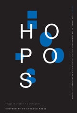 cover of HOPOS: The Journal of the International Society for the History of Philosophy of Science, volume 13 number 1 (Spring 2023)