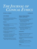 cover of The Journal of Clinical Ethics, volume 34 number 2 (Summer 2023)