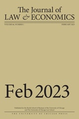 cover of The Journal of Law and Economics, volume 66 number 1 (February 2023)