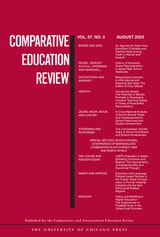 cover of Comparative Education Review, volume 67 number 3 (August 2023)