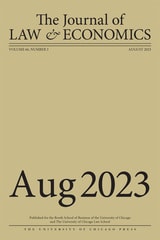 cover of The Journal of Law and Economics, volume 66 number 3 (August 2023)