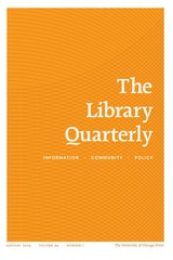 cover of The Library Quarterly, volume 94 number 1 (January 2024)