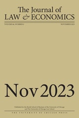 cover of The Journal of Law and Economics, volume 66 number 4 (November 2023)
