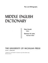 cover of Middle English Dictionary: Plan and Bibliography