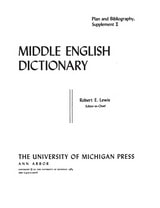 cover of Middle English Dictionary: Plan and Bibliography, Supplement 1