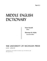 cover of Middle English Dictionary: E.1