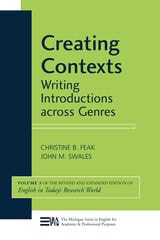 cover of Creating Contexts: Writing Introductions across Genres