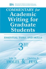 cover of Commentary for Academic Writing for Graduate Students, 3rd Ed.: Essential Tasks and Skills