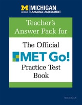 cover of Teacher's Answer Pack for The Official MET Go! Practice Test Book