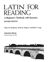cover of Latin for Reading: A Beginner's Textbook with Exercises, Instructor's Manual