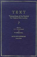 cover of TEXT: Transactions of the Society for Textual Scholarship, Volume 7