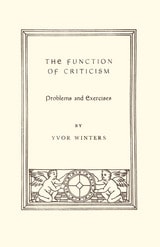 cover of Function Of Criticism: Problems and Exercises