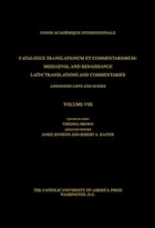 cover of Catalogus Translationum et Commentariorum, Volume 8