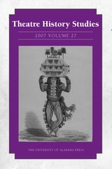 cover of Theatre History Studies 2007, Vol. 27