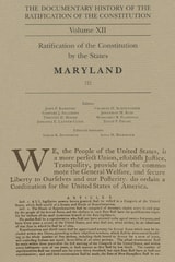cover of The Documentary History of the Ratification of the Constitution, Volume 12: Ratification of the Constitution by the States, Maryland, No. 1