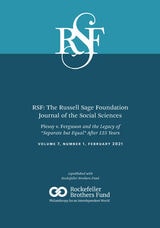cover of RSF: The Russell Sage Foundation Journal of the Social Sciences: Plessy v. Ferguson and the Legacy of "Separate but Equal" After 125 years