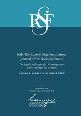 cover of RSF: The Russell Sage Foundation Journal of the Social Sciences: The Legal Landscape of U.S. Immigration in the Twenty-First Century
