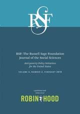 cover of RSF: The Russell Sage Foundation Journal of the Social Sciences: Anti-poverty Policy Initiatives for the United States