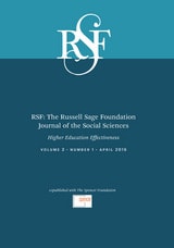 cover of RSF: The Russell Sage Foundation Journal of the Social Sciences: Higher Education Effectiveness
