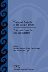 cover of Texts and Contexts of the Book of Sirach / Texte und Kontexte des Sirachbuches