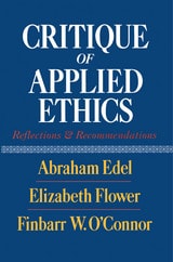 cover of Critique Of Applied Ethics: Reflections and Recommendations