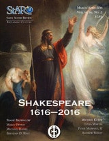 cover of St. Austin Review, Shakespeare: 1616-2016, March/April 2016, Vol. 16, No. 2