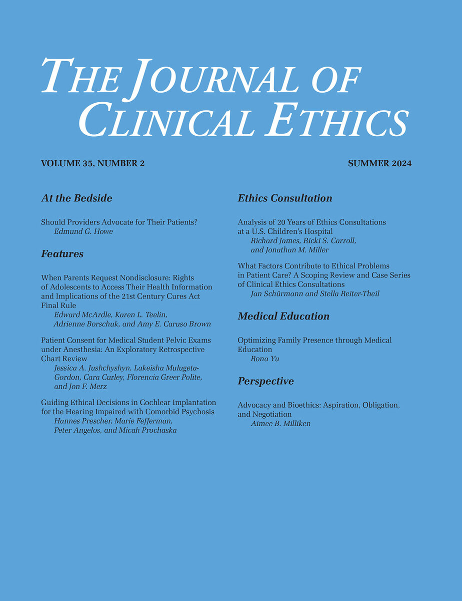 front cover of The Journal of Clinical Ethics, volume 35 number 2 (Summer 2024)