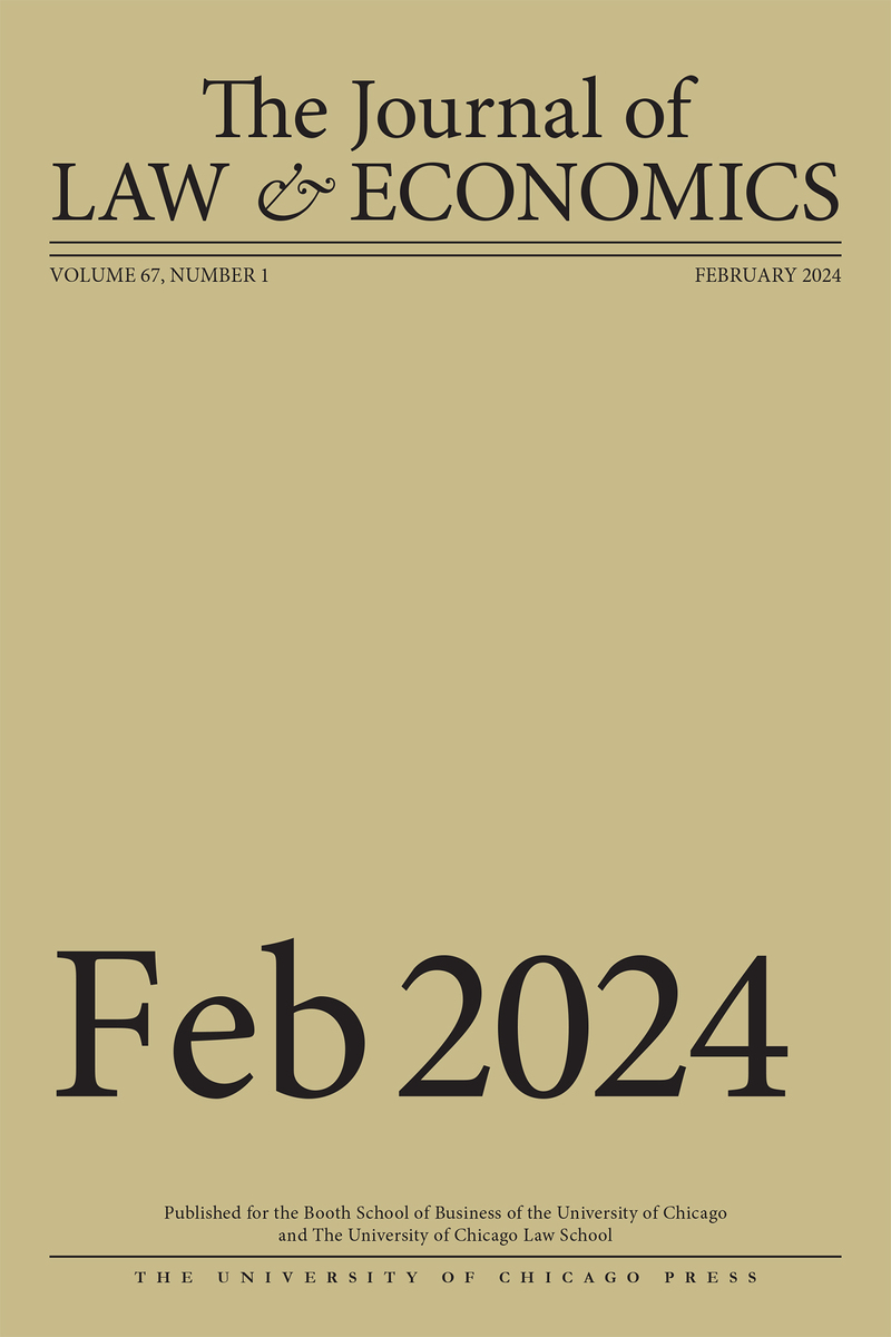 The Journal of Law and Economics, volume 67 number 1 (February 2024 ...