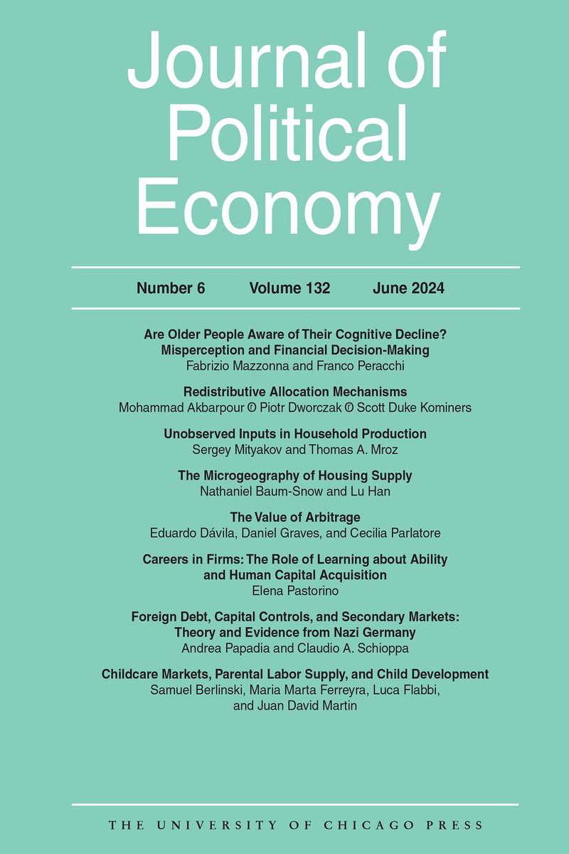 Journal of Political Economy, volume 132 number 6 (June 2024 ...