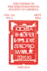 front cover of The Papers of the Bibliographical Society of America, volume 118 number 3 (September 2024)