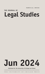 front cover of The Journal of Legal Studies, volume 53 number 2 (June 2024)