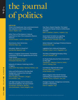 front cover of The Journal of Politics, volume 82 number 2 (April 2020)