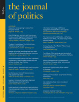 front cover of The Journal of Politics, volume 82 number 4 (October 2020)
