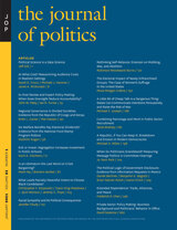 front cover of The Journal of Politics, volume 83 number 1 (January 2021)