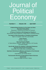 front cover of Journal of Political Economy, volume 129 number 4 (April 2021)