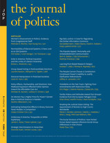front cover of The Journal of Politics, volume 83 number 2 (April 2021)