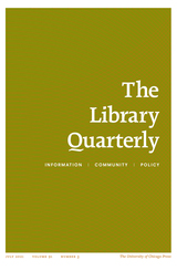front cover of The Library Quarterly, volume 91 number 3 (July 2021)