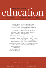 front cover of American Journal of Education, volume 127 number 4 (August 2021)