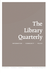 front cover of The Library Quarterly, volume 91 number 4 (October 2021)