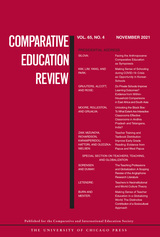 front cover of Comparative Education Review, volume 65 number 4 (November 2021)