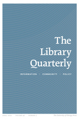 front cover of The Library Quarterly, volume 92 number 2 (April 2022)