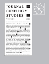front cover of Journal of Cuneiform Studies, volume 74 number 1 (2022)