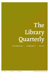 front cover of The Library Quarterly, volume 92 number 3 (July 2022)